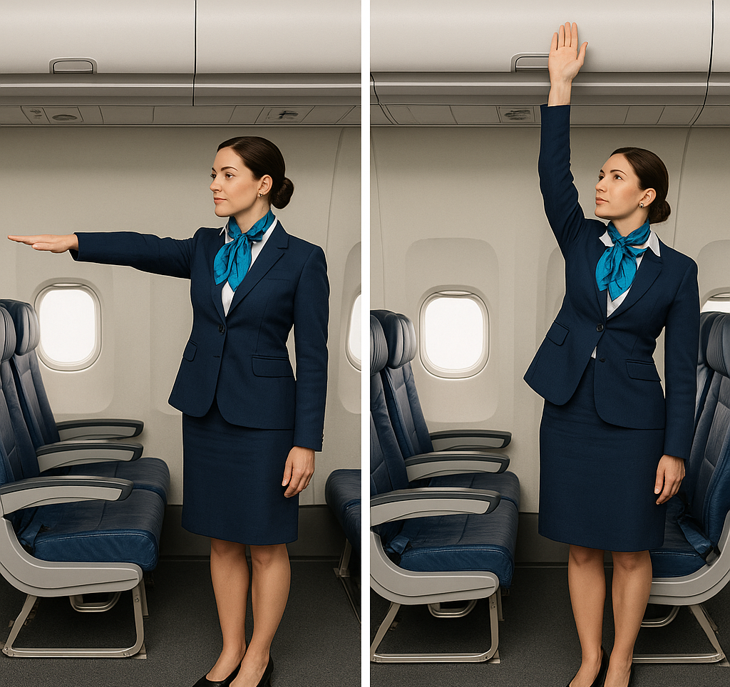 flight attendant horizontal and vertical reach